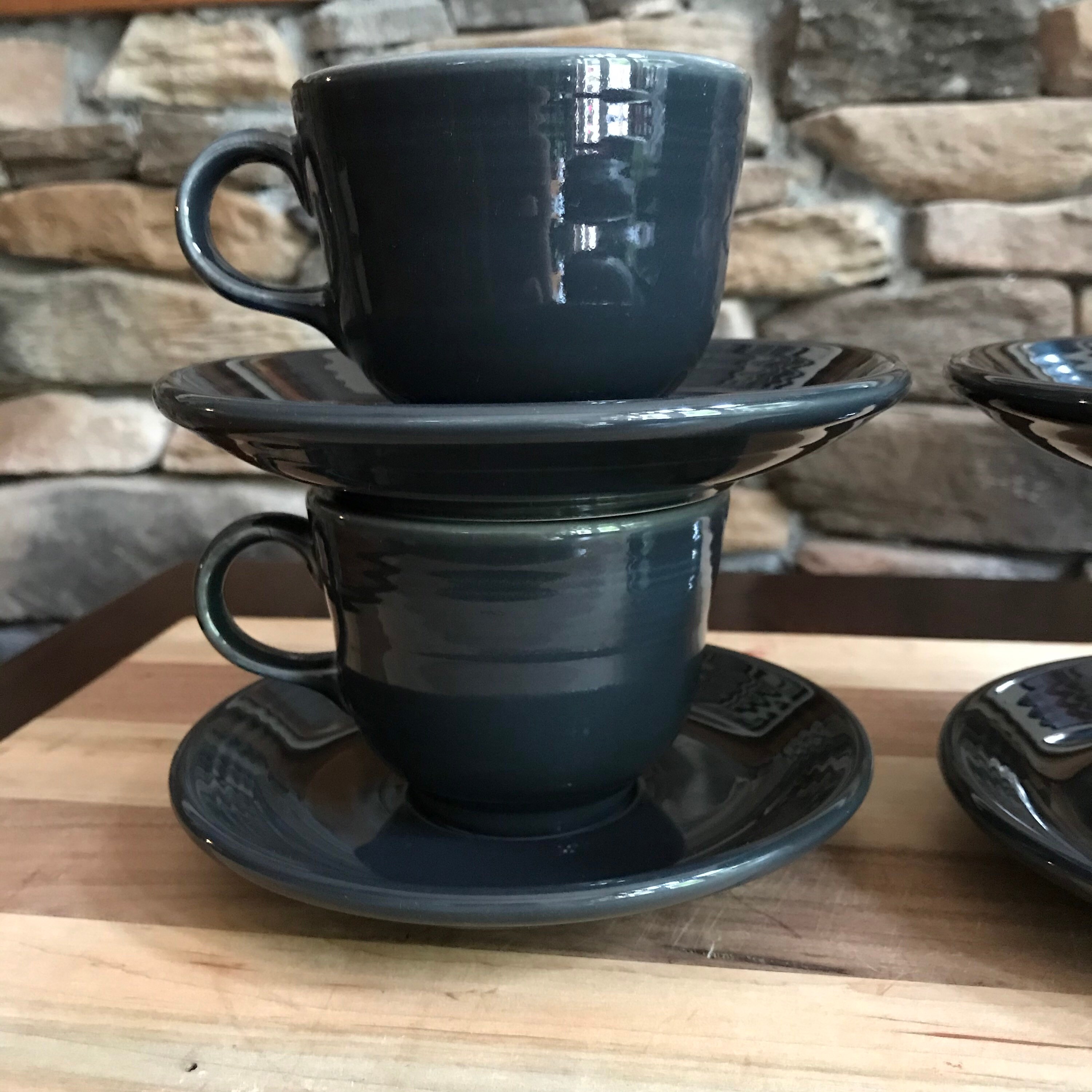 Slate Fiestaware Teacup and Saucer Gray Fiesta Etsy