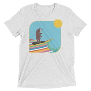 Surfing Sloth Retro Premium Tri-Blend Unisex T-Shirt