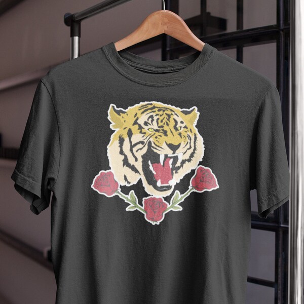 Tiger Roses Short-Sleeve Unisex T-shirt | Americana Gift | Retro Vintage Hipster | Klassieke Mens Womens Tee