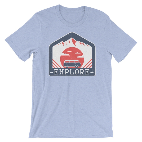 Ontdek Outdoor Short-Sleeve Unisex T-shirt | Natuur buitengeschenk | Retro Vintage Hipster | Klassieke Mens Womens Tee