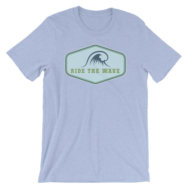 Ride The Wave Short-Sleeve Unisex T-shirt | Natuur buitengeschenk | Retro Vintage Hipster | Klassieke Surfer Tee