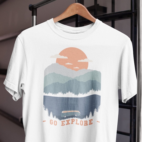 Go Explore Short-Sleeve Unisex T-shirt | Natuur buitengeschenk | Retro Vintage Hipster Classic Heren Dames T-shirt