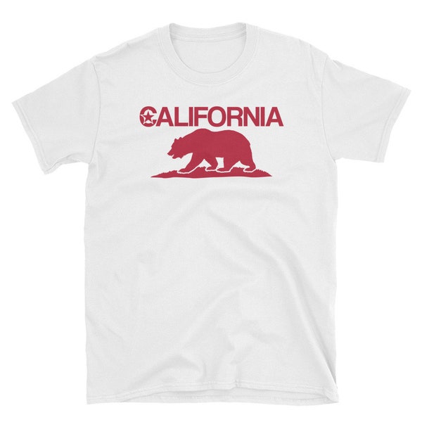 California Red Bear Short-Sleeve Unisex T-shirt | Natuur buitengeschenk | Retro Vintage Hipster | Klassieke Mens Womens Tee