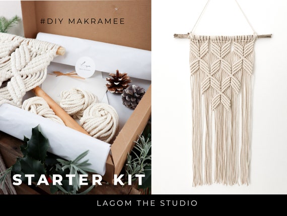 Makramee DIY Kit/  DIY Kit für Macrame Anfänger Video & Garn/ Makramee Anfänger / Makramee Anleitungen / DIY Wandhänger Set