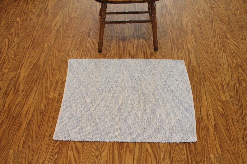 Blue And White Rag Rug Cotton Handwoven Image 0