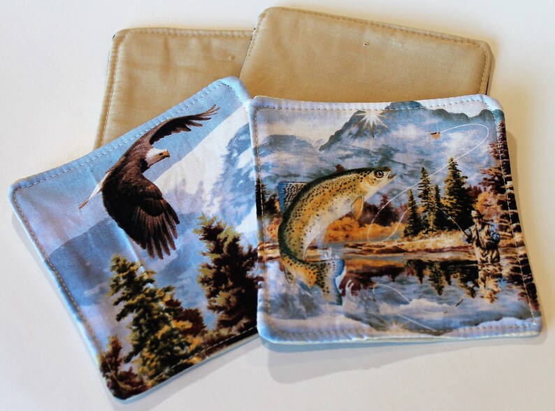 Outdoor Themed Coasters Set of 4 Cup Coasters Reusable Etsy