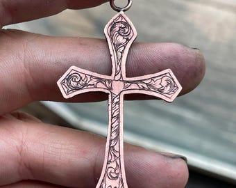 Silver/Copper Handmade Cross Decoration, Christian Ornamental Cross- Date Personalized Crucifix