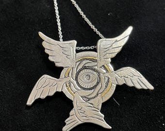 Biblically Accurate Angel- Ophanum- Hand-Engraved Argentium Silver Pendant