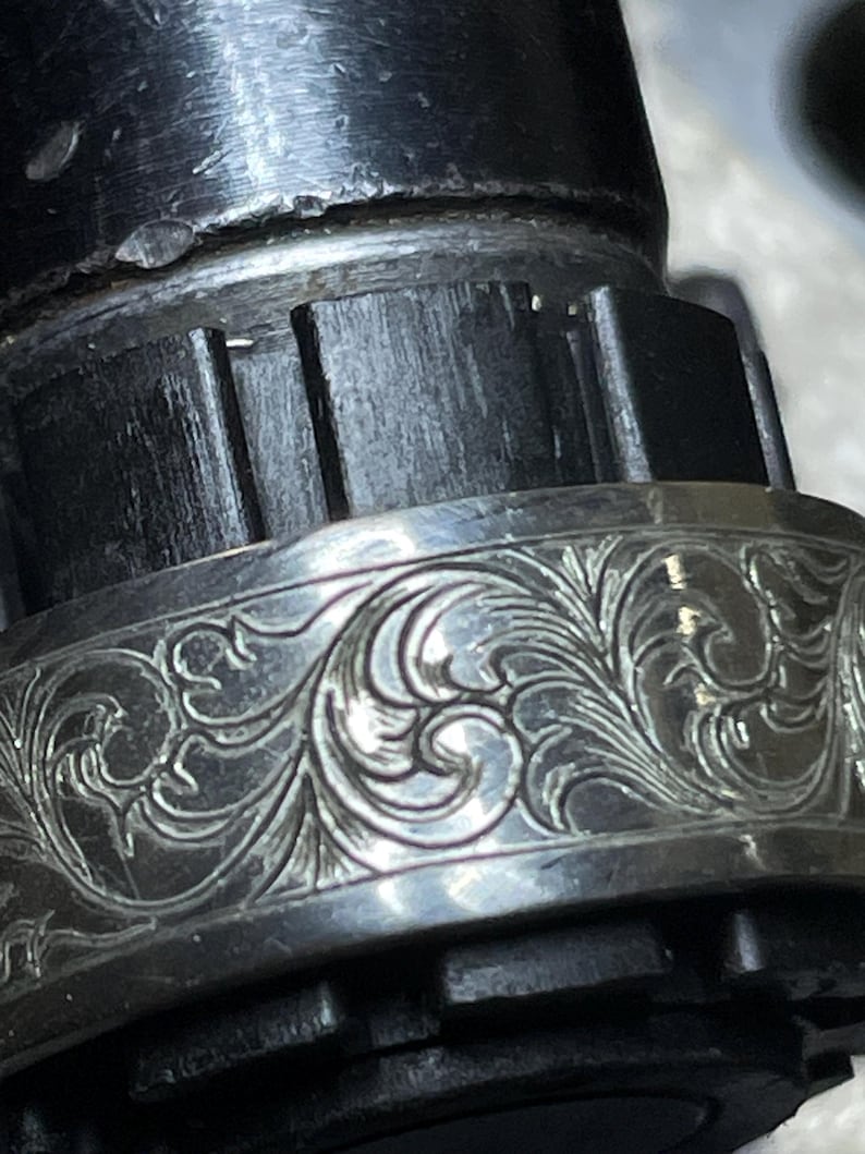 One(1) Unique Hand-Engraved Argentium Silver Floral Scroll Ring image 2