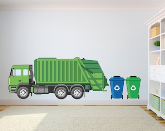 Garbage truck decal Playroom decor Garbage truck decor Vinyl sticker Kid room wall art Kids room decor Garbage truck vinyl Playroom wall art