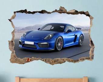 Porsche Large Sticker Wall Decal Cars Wall Decor Sport Car Decal Super Car Decal Garage Wall Decor Kids Nursery Car Wall Sticker