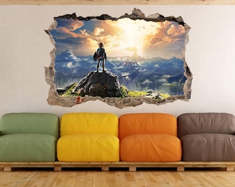 The Legend of Zelda Wall Decal Art Large Wall Sticker - Video Game Wall Decor Video Playroom Decal Zelda Decal Kids Poster Gift for Gamer