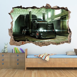 Futuristic Custom Truck Wall Sticker Semi Truck Decal Trucker Gift Truck Wall Decal Truck Wall Art Gift for Boy Technics 3d Wall Stickers