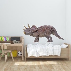 Triceratops Dinosaur Wall Decal - Jurassic World Vinyl Sticker for Kids Room - Large Wall Art for Playroom - Children&#39;s Room Decor