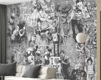 Graffiti Art Wallpaper Mural Peel and Stick - Etsy