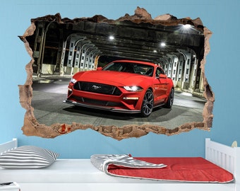 Ford Mustang Decal Ford Mustang Vinyl sticker Ford Wall decal Mustang Wall art Mustang print Sportcar Supercar Racing Car Large Wall Sticker
