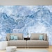 Abstract Blue Onyx Wallpaper Marble Wall Mural Peel and Stick Vinyl