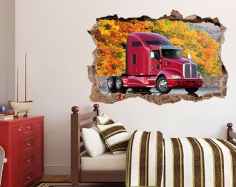 Adesivo murale personalizzato per camion, grande adesivo 3D per camion, decalcomania per camion semirimorchio, veicolo Kenworth, arte del camion, decorazione murale per la camera dei ragazzi