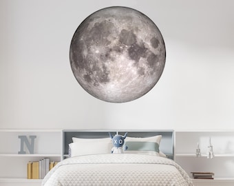 Full Moon Wall Decal Self-Adhesive Vinyl Sticker Kids Room Decor Large Round Moon Wall Print