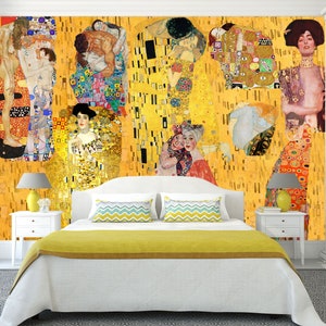 Klimt Wallpaper Peel & Stick Gustav Klimt Wall Mural Art Klimt Mural Painting Wallpaper Klimt Artsy Wallpaper Camera da letto Soggiorno Carta da parati