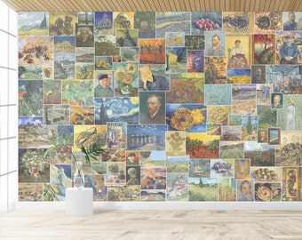 Van Gogh Artsy Wallpaper Vintage Paintings Boho Wall Gallery Mural Peel & Stick / Traditional Bedroom Living Room Wallpaper Retro Wall Art