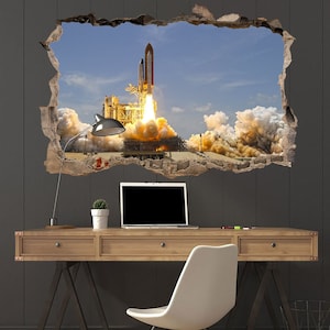 Space Shuttle Launch Wall Sticker Rocket Wall Art Spaceport Wall Decor Shuttle Wall Decal Spaceship Wall Decal Kids Room Wall Sticker Gifts
