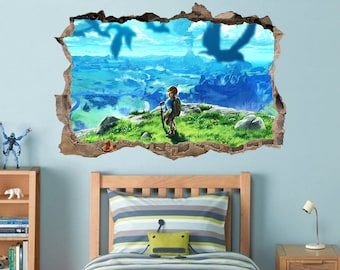 Legend of Zelda Wall Sticker Video Game Wall Decor Gift for Gamer Zelda Wall Art Print Zelda Wall Decor Video Game Wall Art Gamers Gifts