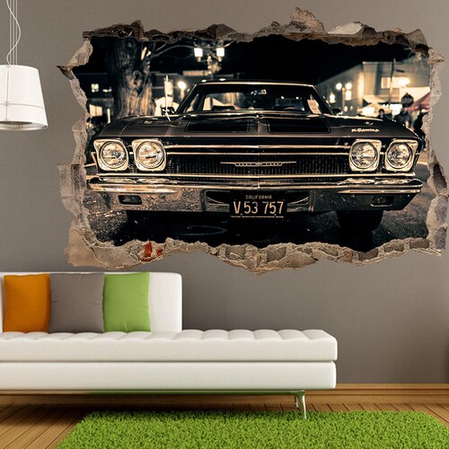 3D Wall Decal Print Old Car Classic Cars Chevrolet Impala Etsy