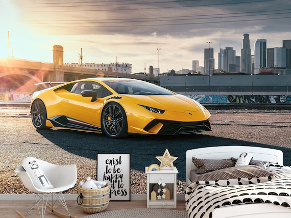 高級スポーツカーの壁紙 ランボルギーニの壁画 剥がして貼れる車の壁紙