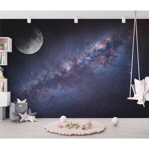 Fantasy Space Galaxy Full Moon Wallpaper Wall Mural Peel and Stick ...