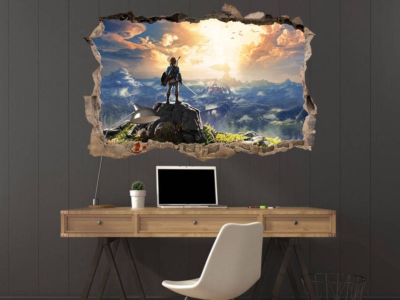 3d wall crack sticker zelda decal zelda print decor zelda | etsy