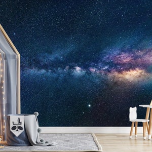 Milk Way Wallpaper Space Wall Mural Galaxy Wallpaper Peel and Stick Wallpaper Stars Sky Wallpaper Kids Bedroom Wall Decor Playroom Wallpaper