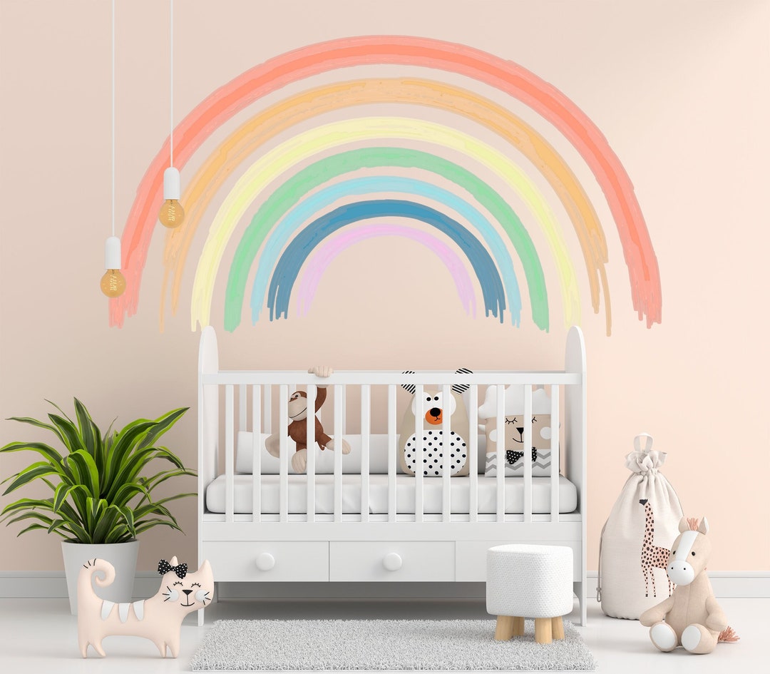 Large Rainbow Wall Sticker Toddler Room Wall Decor Over the Bed Rainbow ...