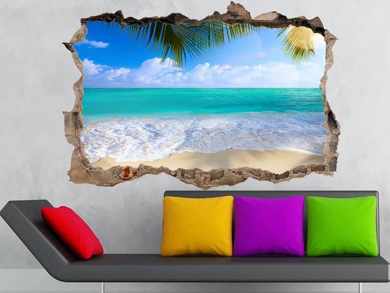 Tropical Beach Wall Decal Beach Wall Art Beach Wall Decor Sea Etsy