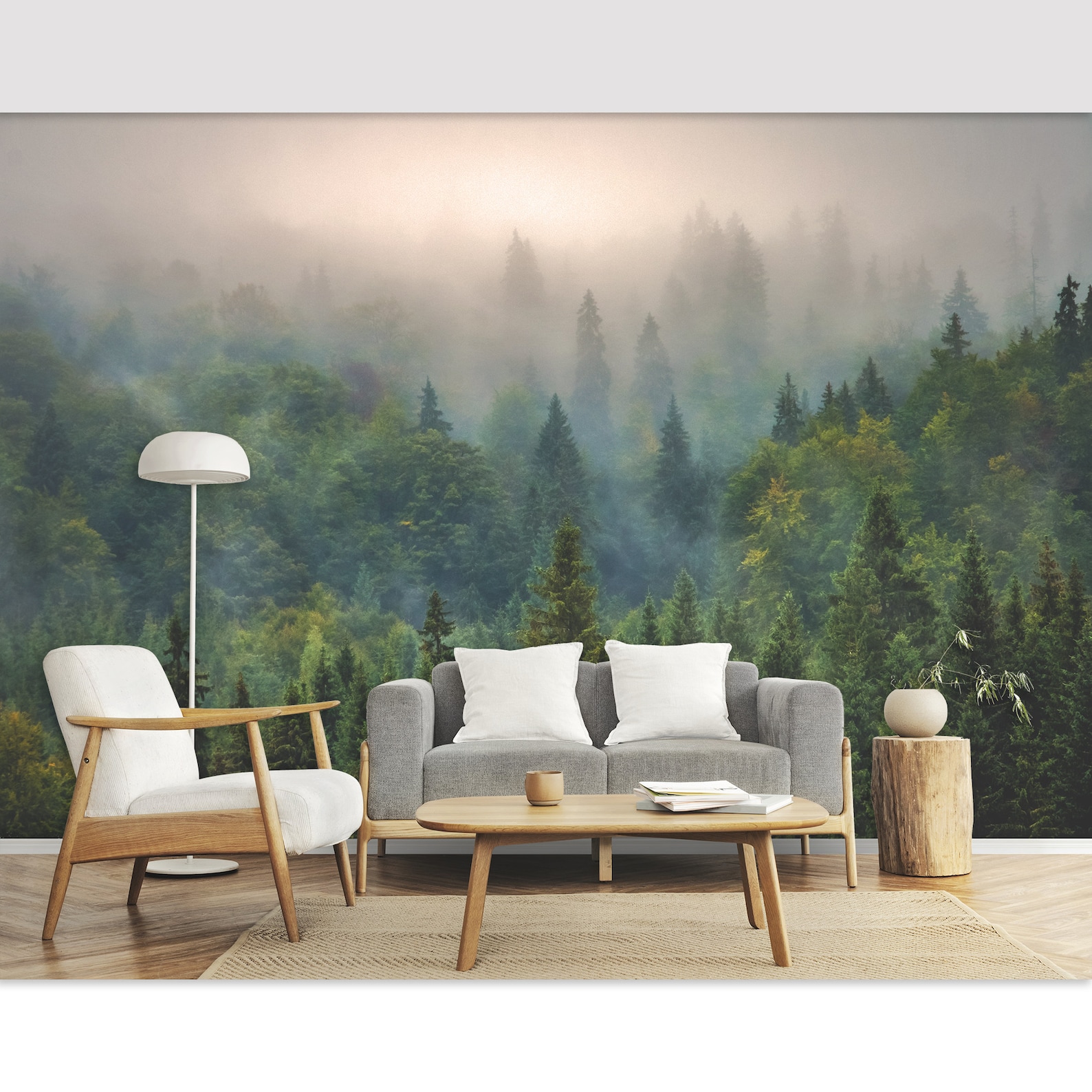 Wall Mural Vinyl Wallpaper Forest Scenery Wall Decor Peel and Stick ...