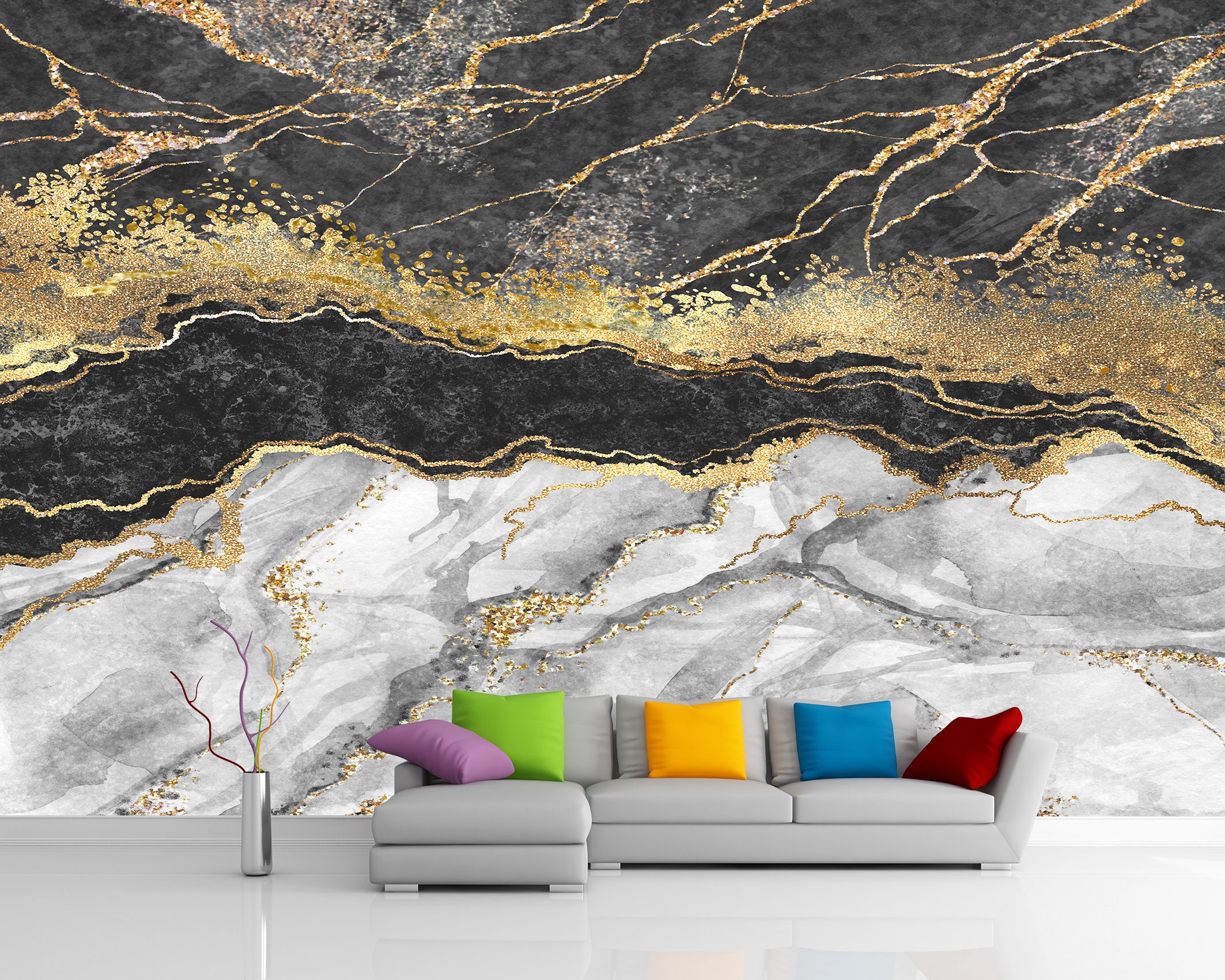 Grey Marble Wallpaper Peel and Stick Wall Murals Bedroom - Etsy Grey Marble Wallpaper Peel and Stick Wall Murals Bedroom - Etsy