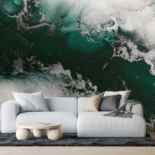 Grey Green Abstract Marble Wall Mural Peel N Stick Wallpaper - Etsy