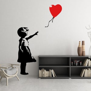 Girl With Red Balloon Large Wall Sticker Street Art Graffiti Vinyl ...