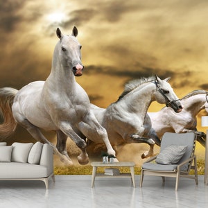 Running Horses Wallpaper Peel and Stick Wall Mural Wild Horses | Etsy