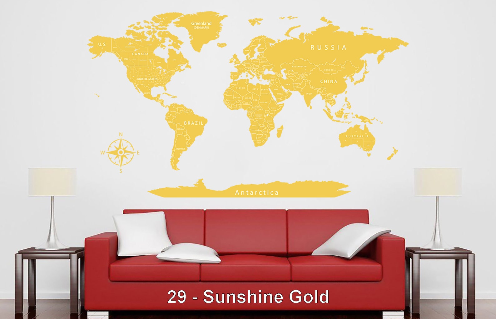 Push Pin World Map Decal Map Wall Sticker Detailed Travel Map Etsy