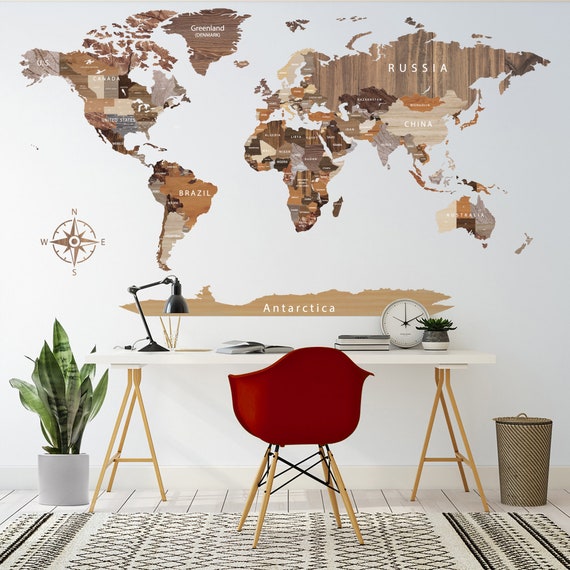world map decal vinyl world map printable decal wood world map etsy new zealand