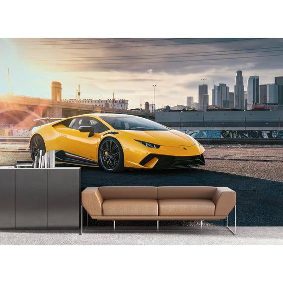 高級スポーツカーの壁紙 ランボルギーニの壁画 剥がして貼れる車の壁紙