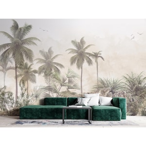 Palm Tree Wall Mural – Vintage Tropical Nature Wallpaper Jungle Forest Mural