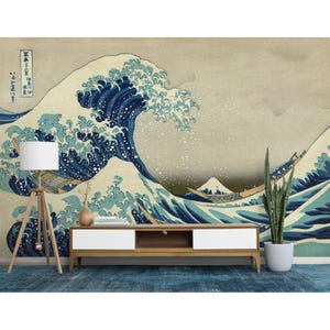 Papier peint japonais La grande vague au large de Kanagawa Papier peint autocollant Papier peint vintage chambre salon décoration murale japon