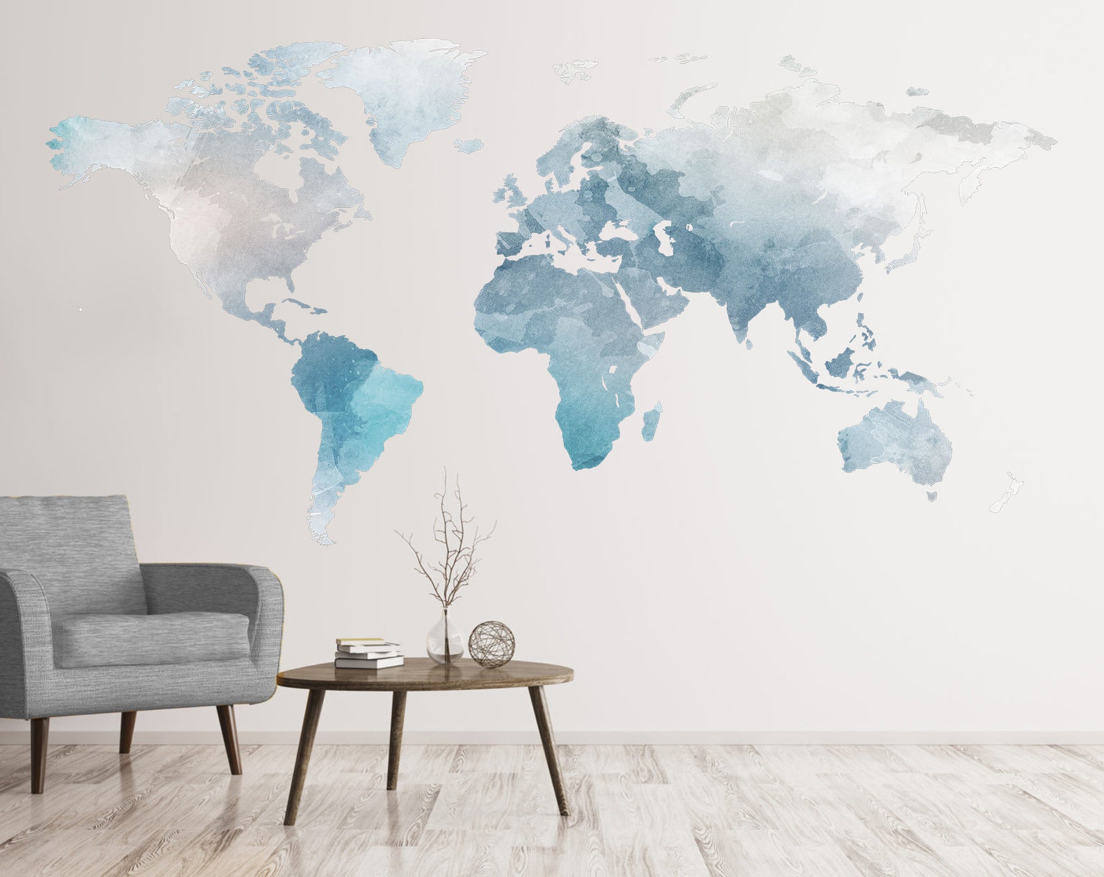 Wall Decal World Map Modern Wall Decor Large World Map Wall - Etsy