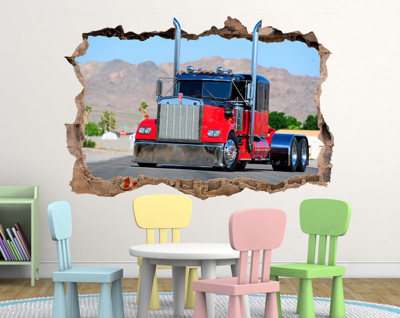 Semi Truck Large Wall Sticker Kids Wall Decal Playroom Wall - Etsy