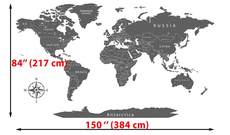 Extra Large World Map Push Pin Of