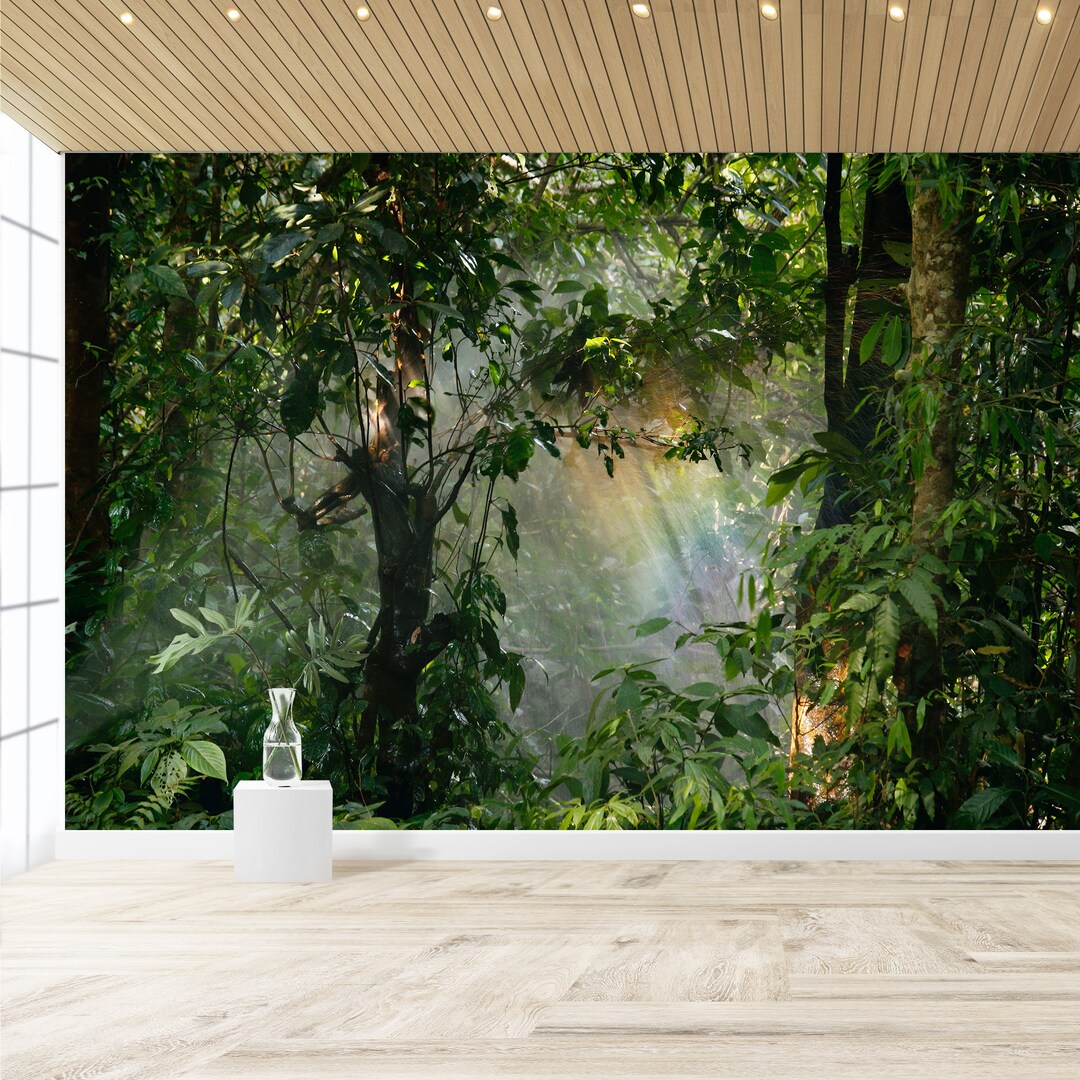 Rainforest Greenery Wall Mural Wallpaper Peel and Stick Green Forest ...