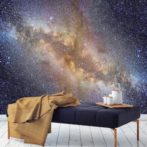 Galaxy Photomural Peel & Stick Wallpaper Star Cluster Wall Mural Space Scenery Wallpaper Cosmic Decor Space Wallpaper Kids Bedroom Wallpaper