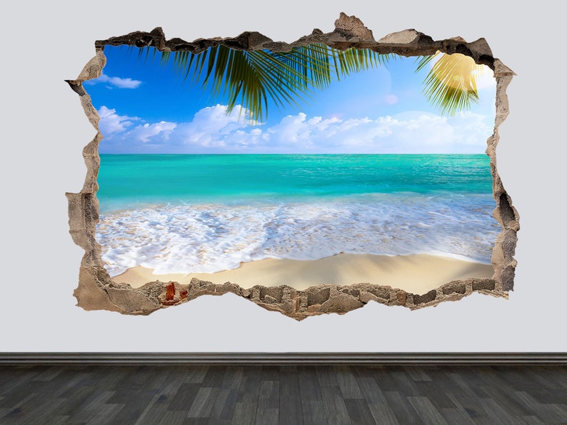 Tropical Beach Wall Decal Beach Wall Art Beach Wall Decor Sea Etsy